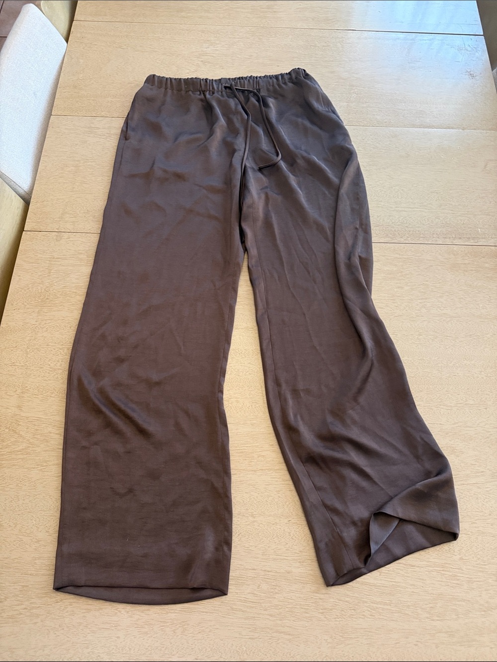 Banana Republic Wide-Leg Drawstring Satin Like Pants Brown